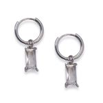 Zircon Dangle Drop Earrings for Men Women Streetwear Hip Hop Unisex Style Silver Photo 0