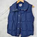 1st Down Womens Goose Down Puffer Vest Navy Blue‎ Size 10 Snap Front Pockets Blue Photo 9