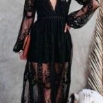 Boutique NEW Black Lace V-neck Long Sleeve Boho Maxi Dress Photo 1