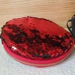 Nordstrom Certified Vegan Purse Red Sequin Round Zip Tassel Clutch Coin Bag NWT Black Photo 3