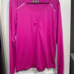 Athleta Hot Pink Long Sleeve Running Shirt Laser Cut Back Size Large. Photo 0
