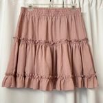 SheIn Kawaii Light Pink Ruffle Tiered High Waisted Barbie Skirt Size Large Photo 3