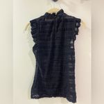 Cinq à Sept  lace Mock Neck Sleeveless Top tank blouse ruffles black high striped Photo 4
