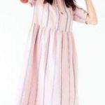 Roolee  texture stripe Henley button midi dress half sleeve M Photo 1