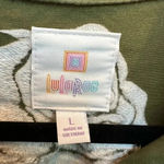 LuLaRoe Olive Green & Blush Pink Embroidered Roses Kenny Jean Jacket Size L NWT Photo 9