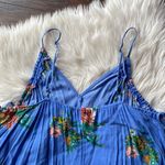 Xhilaration Blue Floral Print Waist-Tie Cropped Jumpsuit Photo 5