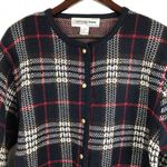Vintage Crystal Kobe Grandma Grandpa Kawaii Navy Red Plaid Cardigan Women’s L Blue Size L Photo 2