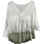 Impulse California Top Large White Green Dip Dye Sequin Coastal Lagenlook Boho Photo 3