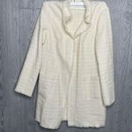 Chico's Chico’s cotton long white blazer jacket overcoat textured size 1 / medium Photo 4