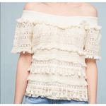 Love Sam ‎ Anthropologie Fringe Crochet Off Shoulder Top Size Med Petite Photo 1