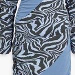 Ganni Ahluwalia X Collab Midi Dress Blue Ruched Animal Print Zebra Stripes 44 XL Photo 0