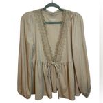 Torrid Super Soft Tan Lace Trim Tie Front Cardigan Photo 2