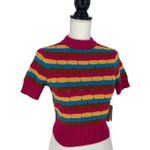 Mother The Mock 10 Laser Beam Striped Short Sleeve Sweater Pink Size XS Photo 7