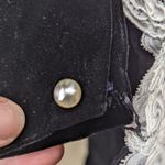 Vtg 1980s Black Velvet Off the Shoulder Lace Trim Long Sleeve Midi Dress L 12 Photo 3