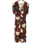 NWT Rhode Maci Floral Print Midi Dress Orange Black Cream Blue, Size 0 Photo 2