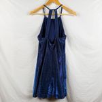 Speechless  Blue Metallic Fit & Flare Halter Dress Women's Size 9 Party Prom Photo 4