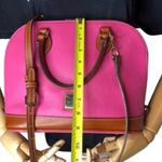 Dooney & Bourke DOONEY BOURKE Pink Tumbled Leather Dome Shaped Brown Top Handle Shoulder Bag Photo 11