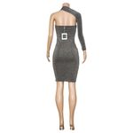 ALIEVA Dasha Modern Midi Dress, Silver, XS Gray Photo 5