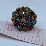Vintage rhinestone encrusted bejeweled earrings Gold Photo 8