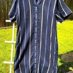 Ralph Lauren LRL  Blue Linen Blend Shirt Dress Buttoned Front 8 Photo 0