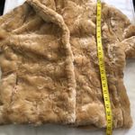 Rampage 2000s Y2k Vintage Tan Camel Brown faux fur jacket coat big collar long sleeve slight crop Size L, Photo 5
