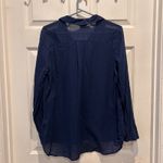 Old Navy Navy Blue Cotton Semi Sheer Button Down Shirt Top Women L Resortwear Photo 4