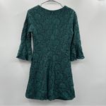 Lulus  Favorite Flair‎ Green Floral Lace Flounce Bell Sleeve A-Line Mini Dress M Photo 5