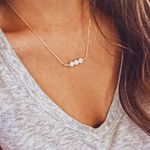 Boho Dainty Marble Necklace Gold Photo 0