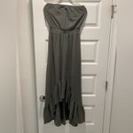 EXPRESS New  Olive Camo Green Midi Dress Strapless High Low Photo 1