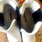 Krush  White Leather Moto Boots with Chunky Black Heel Photo 4