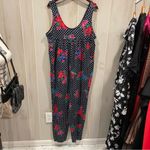 Vintage 80s Randi jumpsuit oversized made in USA cotton blend polka dot floral Black Size L Photo 8