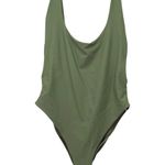 Aerie  Super Scoop One Piece Swimsuit Size XL Olive Green Hi Cut Cheeky Swimwear Photo 0