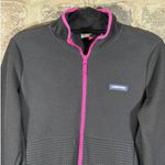 Lands' End Women's Long Sleeve Full Zip Grid Fleece Jacket Medium Black Pink Photo 2