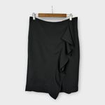 J.Crew Womens size 12 Ruffle Pencil Skirt in 365 Crepe Black Lined h6113 Photo 2