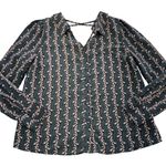 Skies Are Blue Anthropologie  Shirt Womens Small Black Pink Floral Blouse‎ Top Photo 0