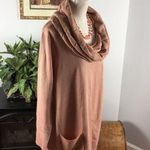 Soho  Womens Cowl Neck Peach Knit Sweater Sz Large Tunic Long Sleeve Pullover Photo 10
