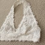 Free People NEW Intimately Bralette Halter Style Lacy White Cream Sheer S NWOT Photo 1