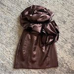 ZARA Voluminous Flower Rosette Bronze Metallic Strapless Mini Dress Size Small Photo 4