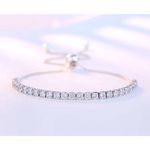 Boutique NEW White Gold‎ Plated S925 Simulated Diamond Slide Tennis Bracelet, Adjustable Photo 13