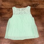 Xhilaration  Mint Green Lace and Pleated Sleeveless Top Photo 1