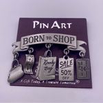 Vintage JJ “Born to Shop” Pewter Brooch New on Card Silver Photo 1