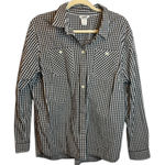 Duluth Shirt Women's Size XL Cotton Poplin Long Sleeve Shirt Plaid Black White Photo 0