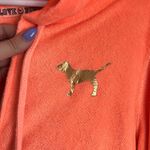 PINK Vintage Terry Zip Up Sweatshirt Bright orange & Gold Size M Photo 3