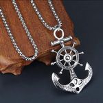 Mens Sea Anchor Necklace Stainless Steel Nautical Viking Punk Biker Pendant Photo 2