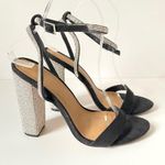 ASOS  Design Hot Step Embellished Rhinestone Block Heel Black Sandals size 5 Photo 3