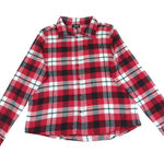 Known Supply Women's Large Flannel Button Down Shirt Plaid‎ Organic Cotton Red Photo 0