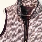 J.Crew  Size Medium Herringbone Zipper Black White Zig Zag Stripe Vest Feather Photo 1