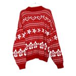 Vintage American Pride Heart Star Sweater Red White Acrylic USA Made 22W Photo 2