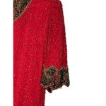 Laurence Kazar Vintage Red Beaded Embellished Silk Top Women Size Petite Large Photo 4