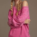 Anthropologie Daily Practice Long Sleeve Batwing Sweatshirt Dress Pink Size XS Photo 9